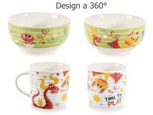 ingrosso set piatto tazza scodella bimbo dinosauri