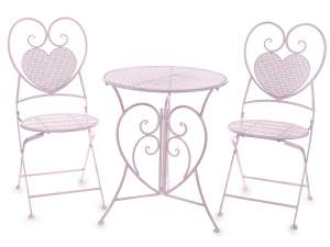 Ingrosso tavolo sedie metallo giardino rosa