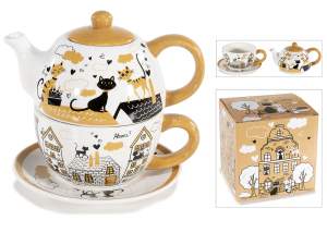 ingrosso set teiera tazza gatto scatola regalo