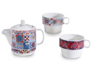 Ingrosso set tazza tisaniera maiolica