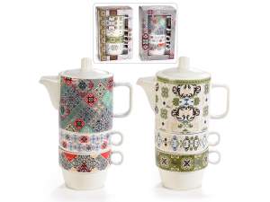 teiere set tazze impilate ingrosso maiolica