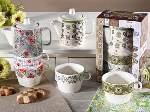 teiere set tazze impilate ingrosso maiolica