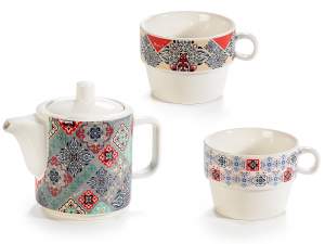 teiere set tazze impilate ingrosso maiolica