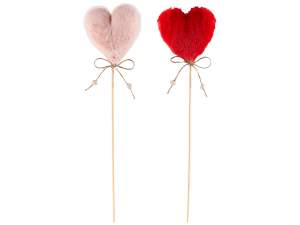 wholesale eco fur heart wooden stick