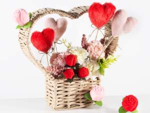 wholesale eco fur heart wooden stick