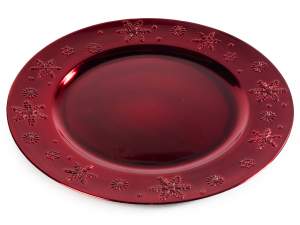 grossista sotto piatto natale bordeaux fiocco neve