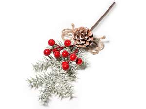 Christmas branch wholesaler pine cone red berries