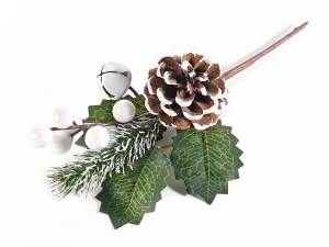 Wholesale pine cone branch snow bell