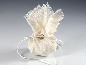 Cotton bag for wedding favors with fringed edge