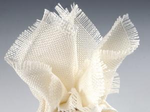 Cotton bag for wedding favors with fringed edge