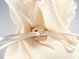 Cotton bag for wedding favors with fringed edge