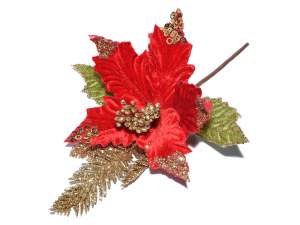 Ingrosso stelle natale fiore artificiale rosso