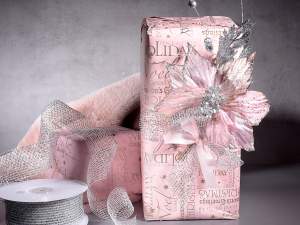 Ingrosso Stella Natale stoffa rosa