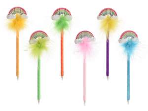 Stylo en résine arc-en-ciel en gros avec plumes