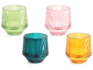 Suporturi pentru lumânări din sticlă colorată cu r