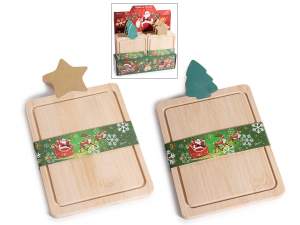 Tabla de cortar alimentos de madera con decoración navideña