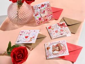 Tarjeta de felicitación de San Valentín con sobre