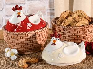 Lata de galletas al por mayor con forma de gallina