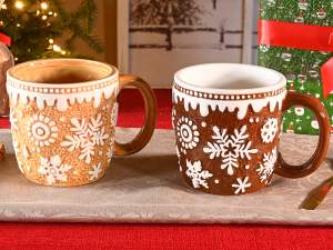 Taza navideña al por mayor con copos de nieve