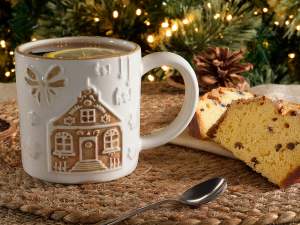 Tazas navideñas de casitas de jengibre