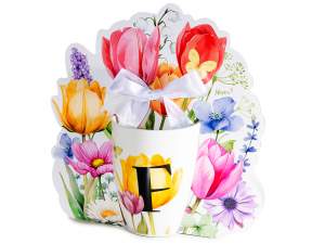 Taza con inicial de flor al por mayor