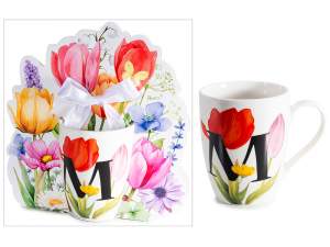 Taza con inicial de flor al por mayor