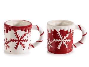 Taza navideña con asa y copo de nieve al por mayor