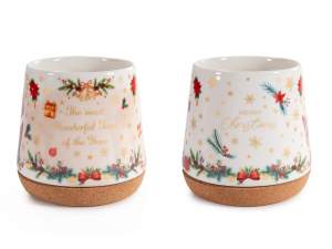 Taza navideña con base de corcho al por mayor