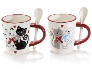 Grossisti tazze ceramica decoro gatti innamorati