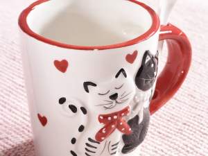 Grossisti tazze ceramica decoro gatti innamorati