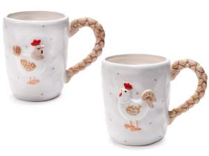 ingrosso tazze ceramica gallinella country