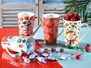 Ingrosso tazze mug porcellana design frutti rossi