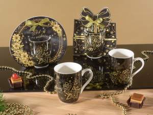 tazza regalo di natale stelle oro