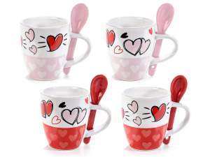 Ingrosso tazzine caffe cuore rosso rosa