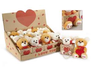 Teddy bear 'I love You' in plush with heart in handbag on di