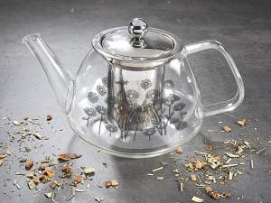 théière en gros tisane verre acier herbes