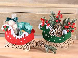 Grossiste panier tissu bois traîneau de Noël