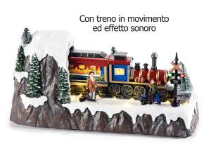 ingrosso paesaggio natale treno con luci