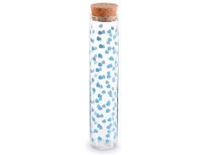 confettis en tube à essai en gros coeurs bleu bébé