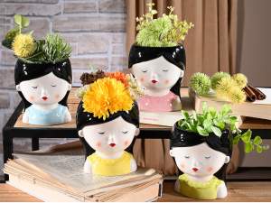 gros porte maquillage vase conteneur visage femme