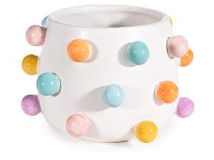 ingrosso vasetto ceramica pompon colorato