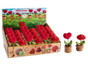 ingrosso vasetto fiore cuore uncinetto