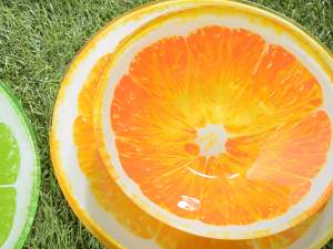 Tazón de vidrio al por mayor con diseño de frutas
