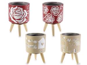 ingrosso decoro vaso tre piedi legno