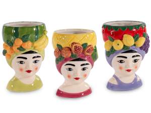 ingrosso vaso ceramica donna cappello vaso frutta