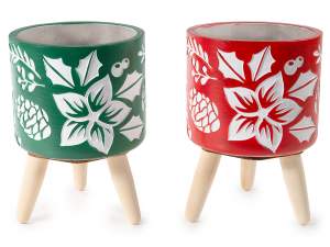 ingrosso vaso natale stella pigne treppiede