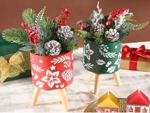 ingrosso vaso natale stella pigne treppiede
