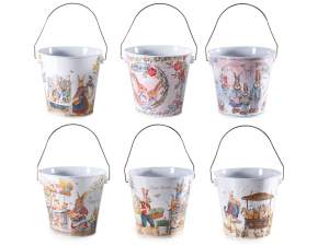 grossista vaso secchiello pasqua coniglietti