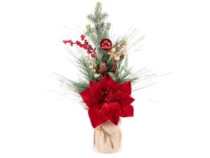 angro vaza poinsettia flori artificiale
