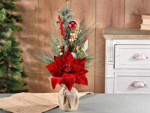 angro vaza poinsettia flori artificiale